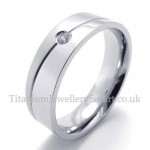 Silver Lovers Titanium Ring with Zircon (Mens)
