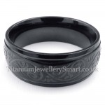 Black Titanium Round Corrosion Pattern Ring