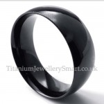 8mm Black Titanium Smooth Ring
