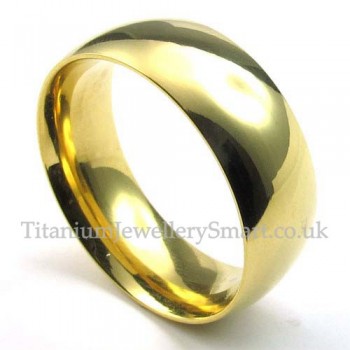 8mm Gold Titanium Round Ring