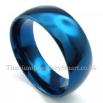 8mm Titanium Round Blue Ring