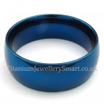 8mm Titanium Round Blue Ring