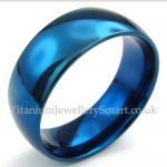 8mm Titanium Round Blue Ring