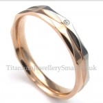 Rose Gold Titanium Couples Ring with White Zircon