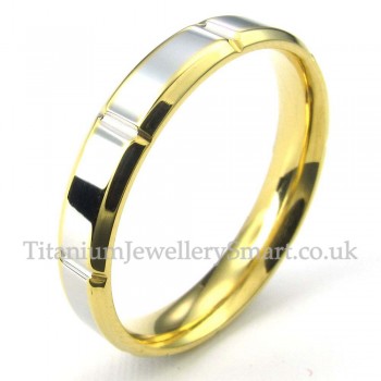 Fashion Silver Gold Titanium Ring (Women)