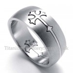 Silver Titanium Cross Ring