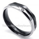 Black Titanium Couples Ring with White Zircon 