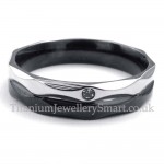 Black Titanium Couples Ring with White Zircon 