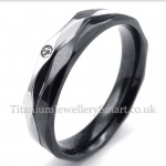 Black Titanium Couples Ring with White Zircon 