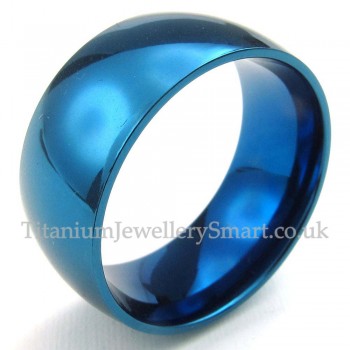 10mm Titanium Round Blue Ring