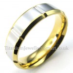 Fashion Silver Gold Titanium Ring (Mens)
