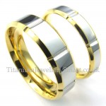 Fashion Silver Gold Titanium Ring (Mens)