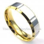 Fashion Silver Gold Titanium Ring (Mens)