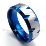 Blue Titanium Ring with Diamond-shaped Notch