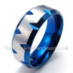 Blue Titanium Ring with Diamond-shaped Notch