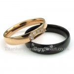 Gold Titanium Heart Ring with White Zircon