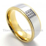 Gold Silver Lovers Titanium Ring with Zircon (Mens)