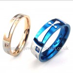 Blue Titanium Cross Ring