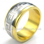 Gold Silver Titanium Great Wall Pattern Ring