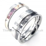 Titanium Lovers Ring with White Rhinestone