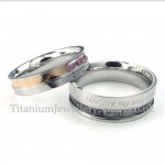 Titanium Lovers Ring with White Rhinestone