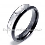 "Forever Love"Titanium Couples Ring with Diamond (Mens)