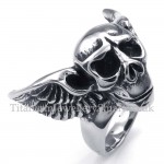 Titanium Skull Ring with Wings