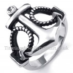 Titanium Anchors Ring with White Zircon