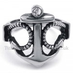 Titanium Anchors Ring with White Zircon