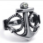 Titanium Anchors Ring with White Zircon