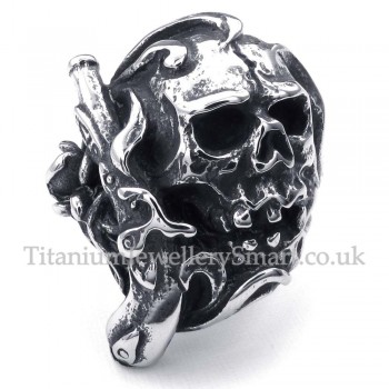 Titanium Gun Skull Ring