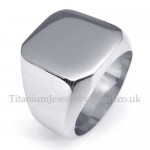 Silver Titanium Square Smooth Ring
