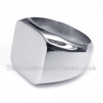 Silver Titanium Square Smooth Ring