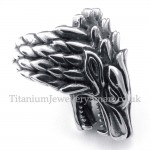 Titanium Wolf Head Ring