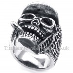 Titanium Baseball Cap Skull Ring