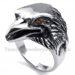 Titanium Eagle Ring with Red Eyes