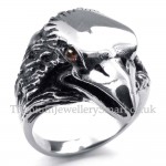 Titanium Eagle Ring with Red Eyes