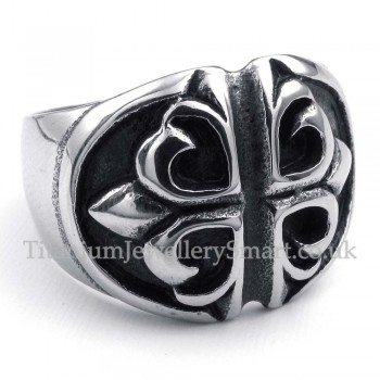 Titanium Cross Flower Ring