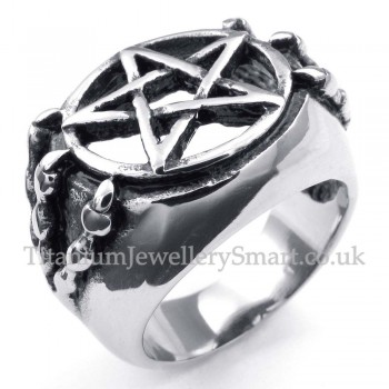 Titanium Hollow Five-pointed Star Ring