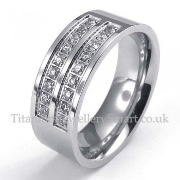 Silver Titanium Diamond Ring