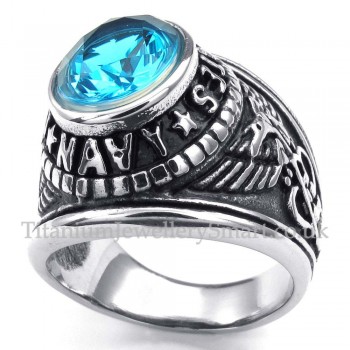 Titanium Ring with Blue Zircon