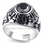 Titanium Ring Inlaid Black Zircon