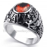 Titanium Ring Inlaid Red Zircon