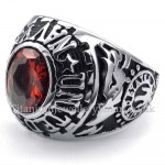 Titanium Ring Inlaid Red Zircon