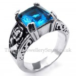 Titanium Ring with Blue Zircon