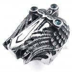 Titanium Cross Wing Ring with Blue Zircon