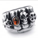 Titanium Fist Ring with Red Zircon