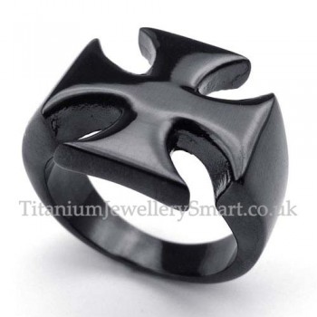 Pure Black Titanium Cross Ring