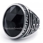 Mens Titanium Ring with Black Zircon
