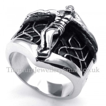 Titanium Cobweb Jesus Ring